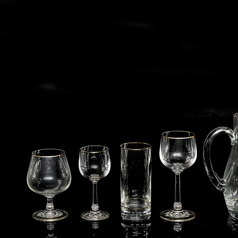 Glassware with gold detailing, 20th century