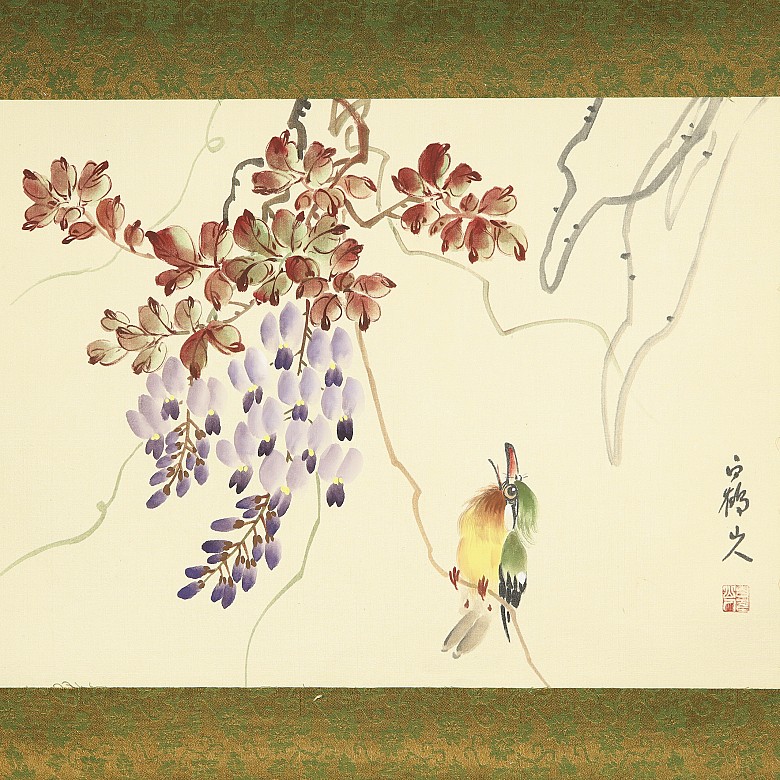 Set of six Chinese paintings ‘Birds and flowers’, 20th century - 4