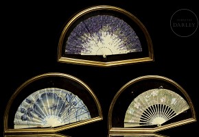 Three hand-painted fans, 20th century