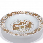 Large plate with dragon and phoenix, 20th century