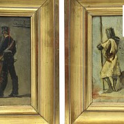 Various authors. Two boards with soldiers, Valencia, 19th century