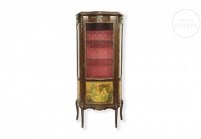 Louis XV style display cabinet in veneered wood, 20th century