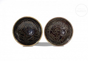 Pair of bowls with sgraffito decoration ‘Lotuses’, Jin dynasty