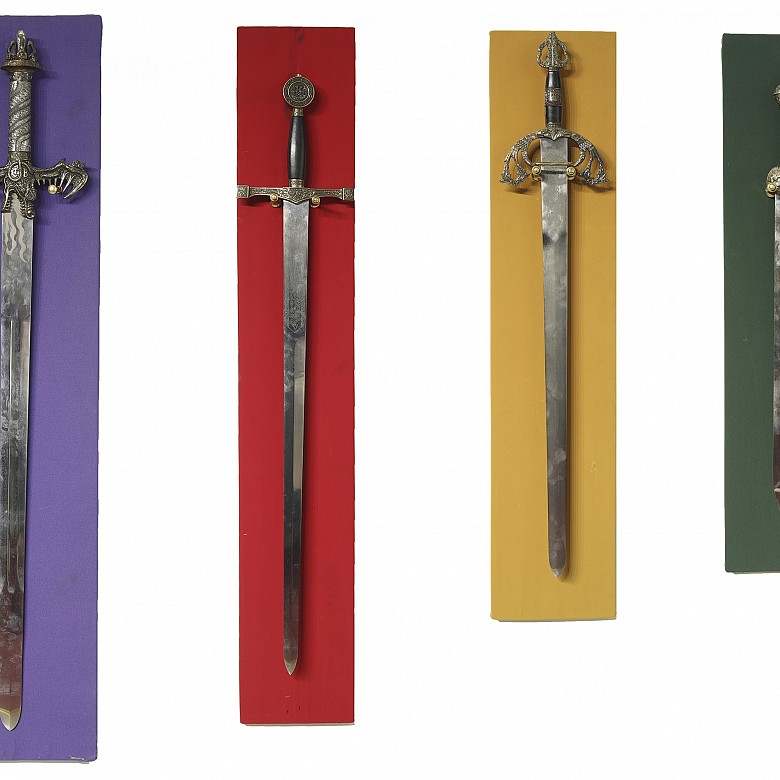 Set of four decorative historical swords, 20th century