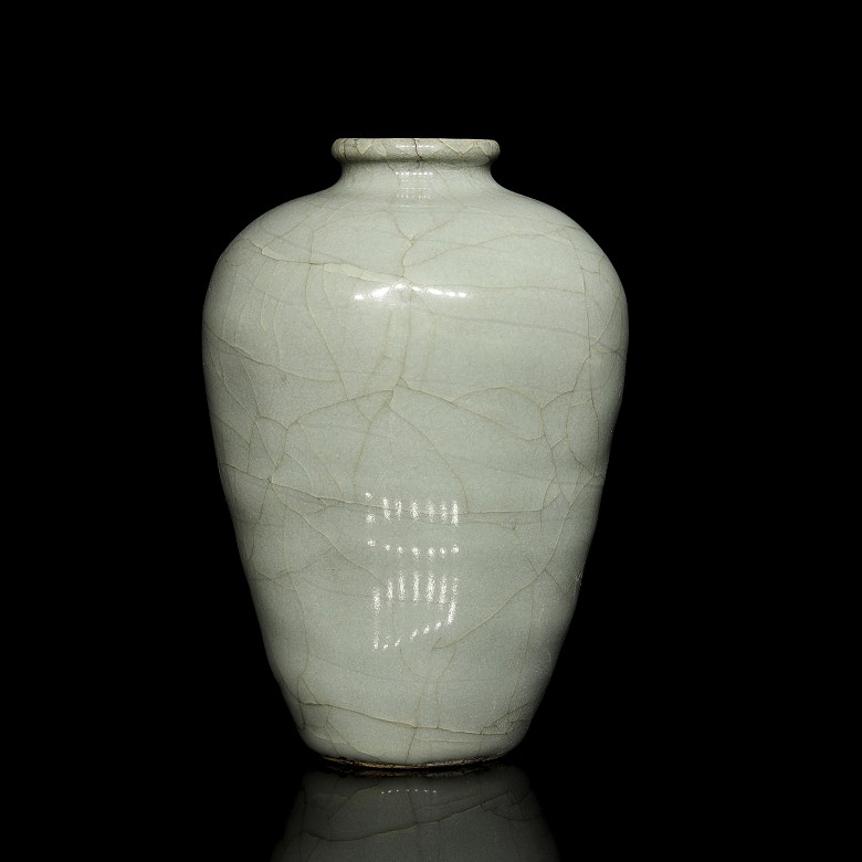 Jarrón de cerámica vidriada celadón, dinastía Qing