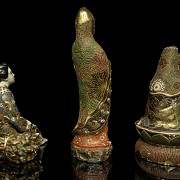 Tres figuras de porcelana Satsuma, Japón,  S.XIX - XX