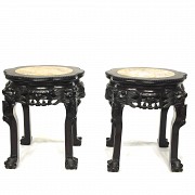 Pair of wooden stools, 20th century