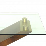 Table of rosewood and glass top