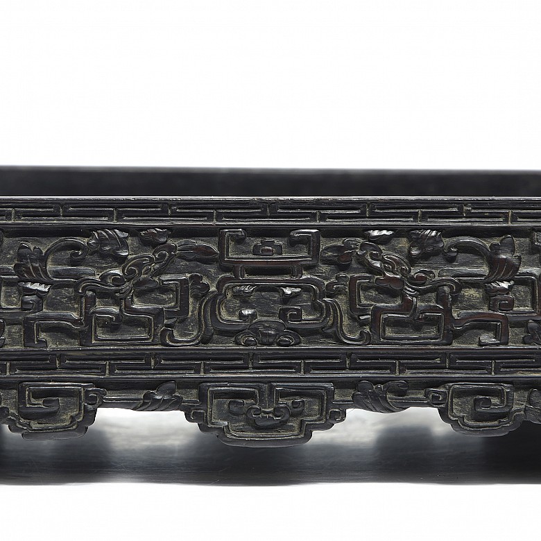 Opium tray in wood and silver, Qing dynasty, 18th century