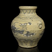 Ceramic vase with lotuses and birds, 20th century