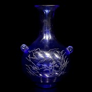 Jarrón de cristal azul, dinastía Qing, Qianlong