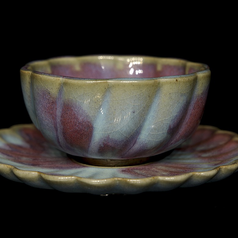 Junyao ceramic bowl and plate, 20th century