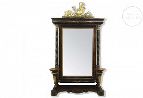 Large Empire mirror with marquetry decoration, 19th century