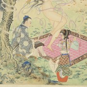 Chinese painting ‘Musicians in the garden’, signed Hu Ruofo