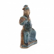 A turquoise-glazed Warrior, Qing dinasty, Kangxi period (1654-1722).