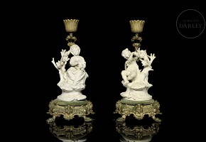 Pair of candleholders ‘Musicians’ 20th century