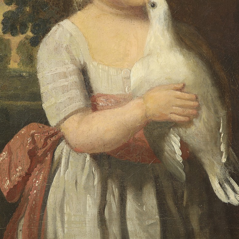 English School 19th century ‘Girl with dove’