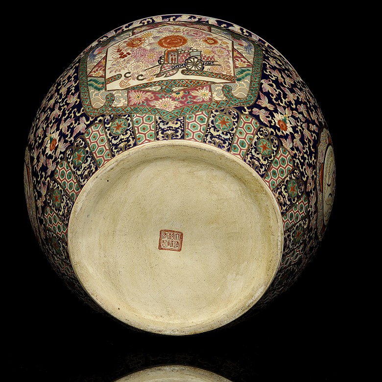 Glazed ceramic ‘Wagon and Flowers’, 20th century