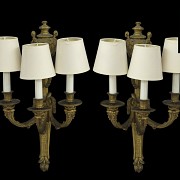 Pair of gilded metal sconces, 20th century