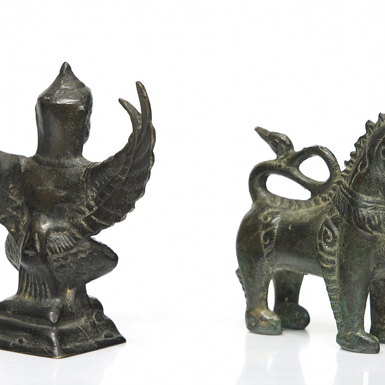 Three small bronze figures, Asia