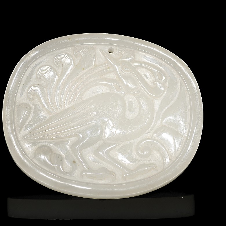 Oval plate with phoenix, jade, Western Han Dynasty