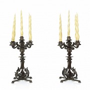 Pair of metal candlesticks, 20th century