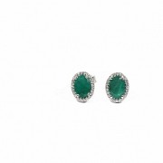 Earrings in 18k gold with diamonds and emeralds