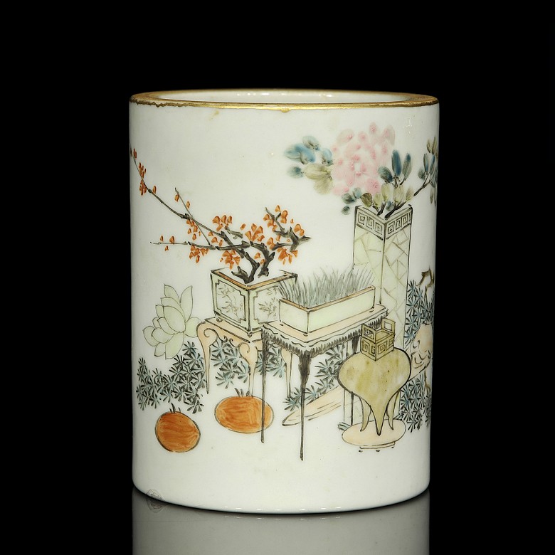 Xu Pinheng. Enamelled porcelain brush jar