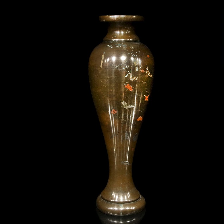 Inlaid bronze vase, Asia, 19th - 20th century