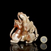 Carved jade ‘Phoenix and dragon’, Han style