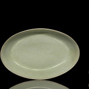 Blue glazed oval dish, Ruyao style