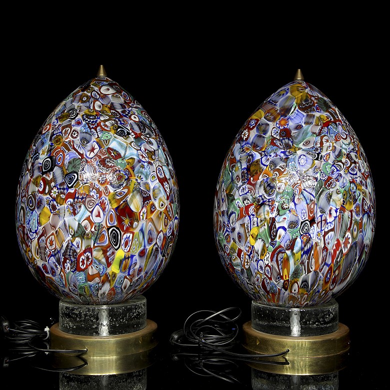 Pair of Murano glass table lamps, 20th century