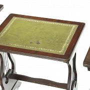 Nesting tables with leather top, Regency style, 20th century