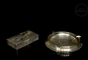 Silver box and ashtray, 20th century