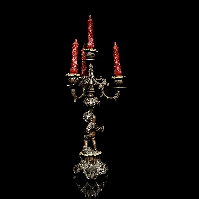 Candelabro de bronce, s.XX - 3