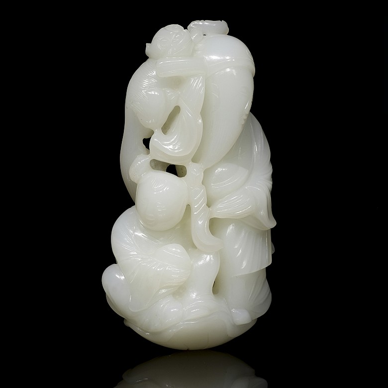 White jade figure 'Elder and Child', Qing dynasty, Qianlong