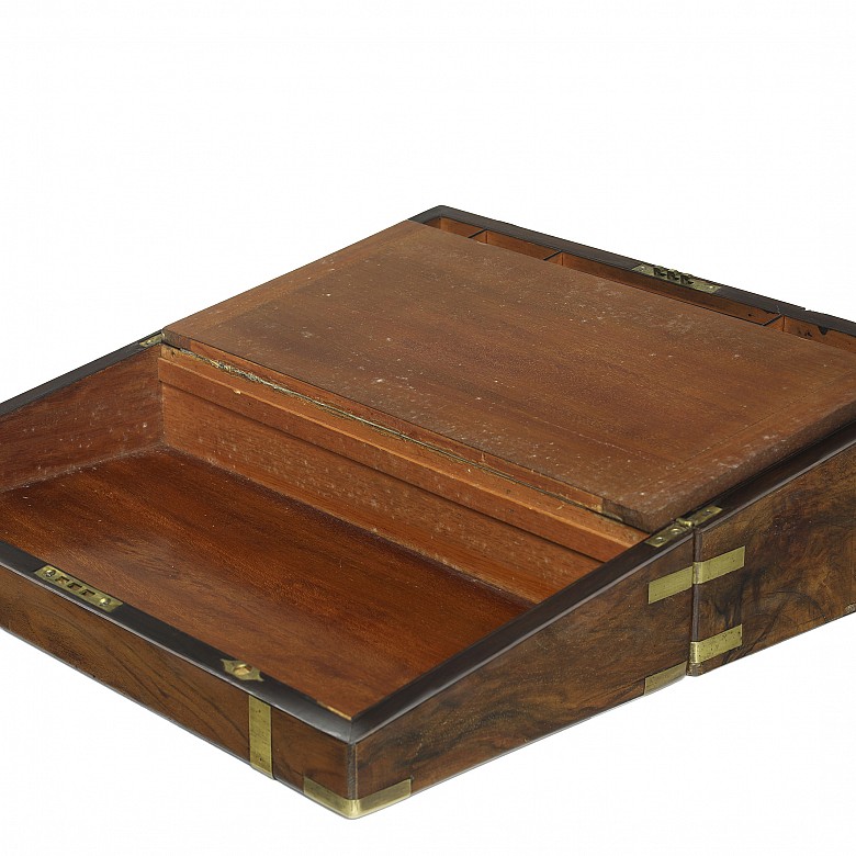 Writing desk in mahogany and brass, 19th century