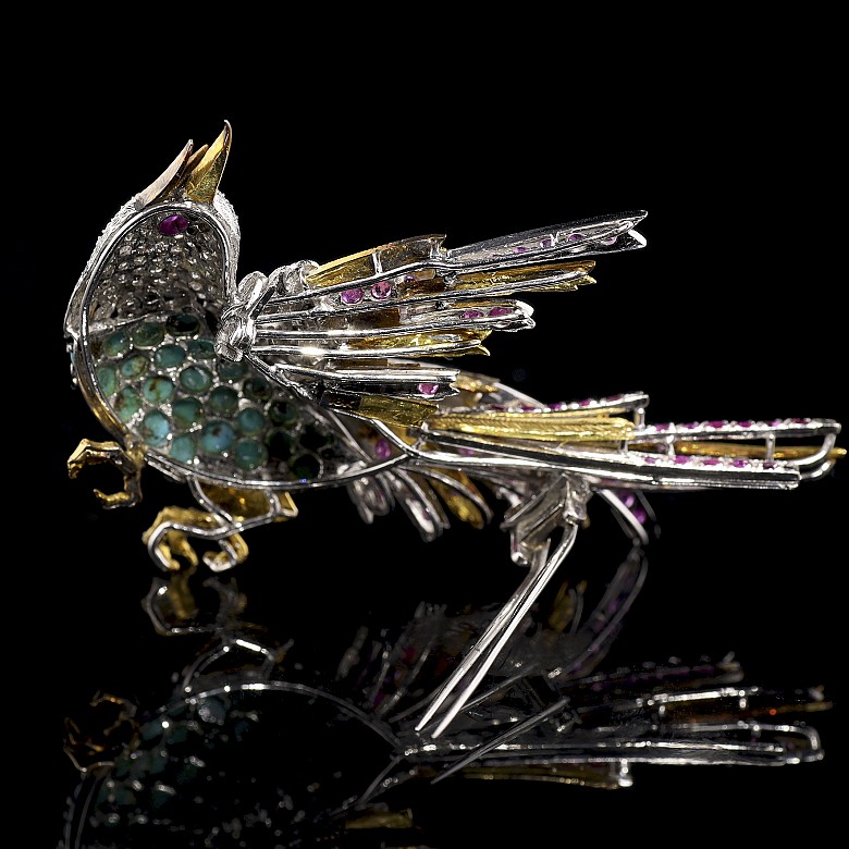 Gold ‘Bird’ brooch with diamonds and stones