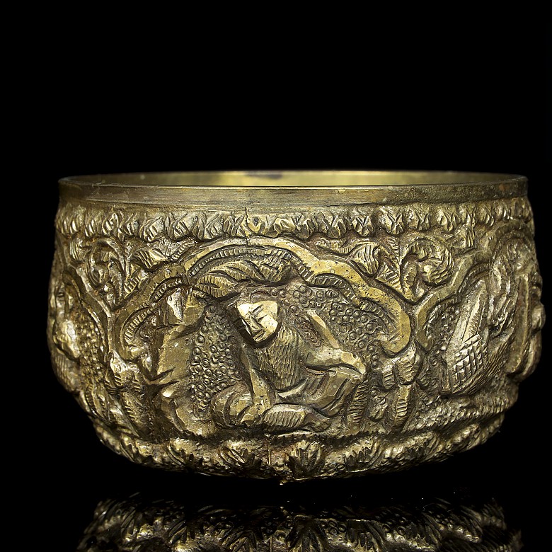 Bowl with reliefs, Tibet, 20th century