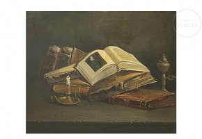 Santiago Torres Pons (20th century) ‘Still life with books’