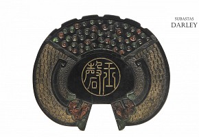 Chinese ink plate with reliefs, Qing dynasty