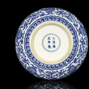 Tintero de porcelana, azul y blanco, S.XX