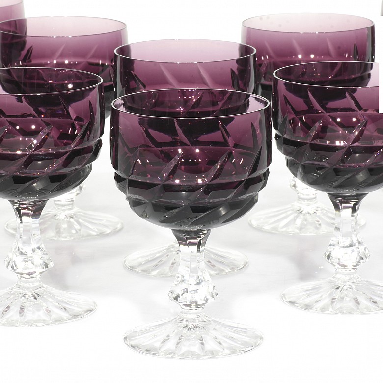 Set of cut crystal glasses, 20th century