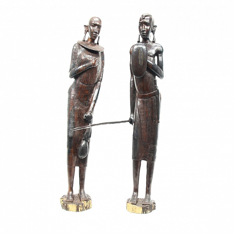 Pair of ebony sculptures, Africa.