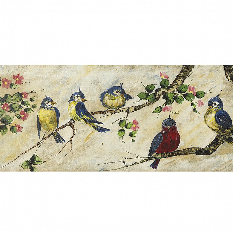 S. Boix ‘Pair of paintings with birds’, 1967