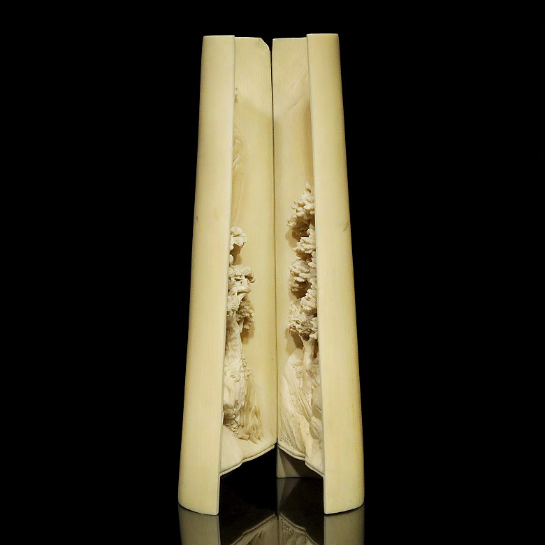 Pair of ivory armrests, early 20th century