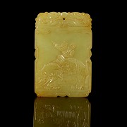 Carved yellow jade ‘Child and Elephant’ plaque, Qing dynasty