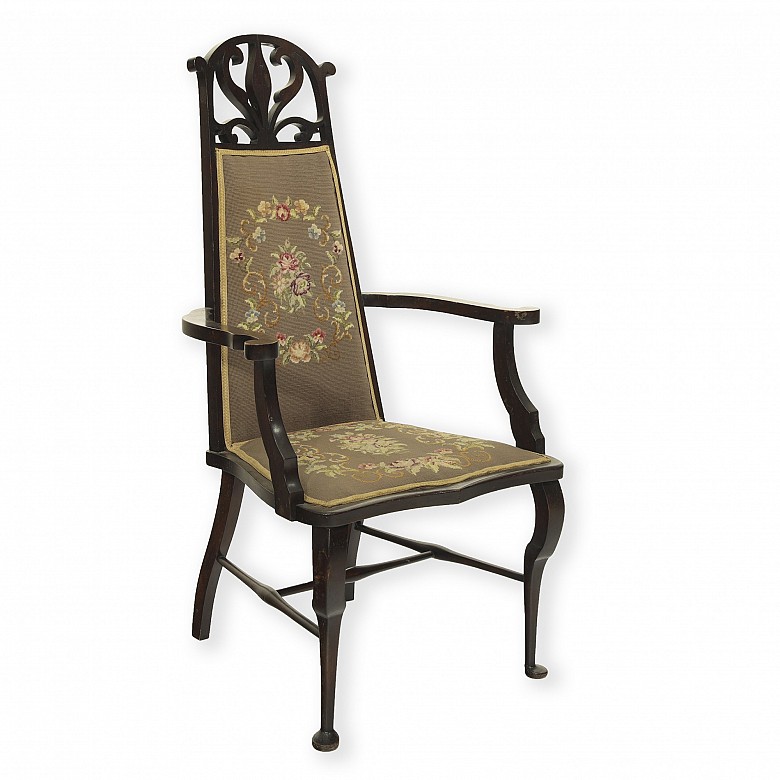 Art Nouveau carved wood armchair, 20th century