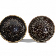 Pair of bowls with sgraffito decoration ‘Lotuses’, Jin dynasty