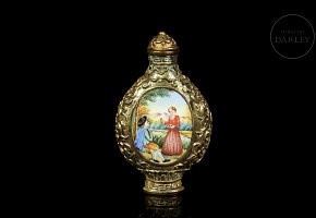 Snuff bottle ‘Gallant Scene’, with Qianlong brand name